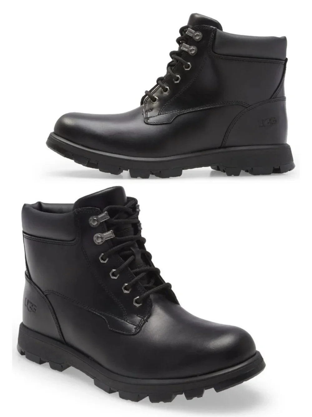 UGG Stenton Men's Waterproof Leather Lace-Up Winter Ankle Boots Black Size 12